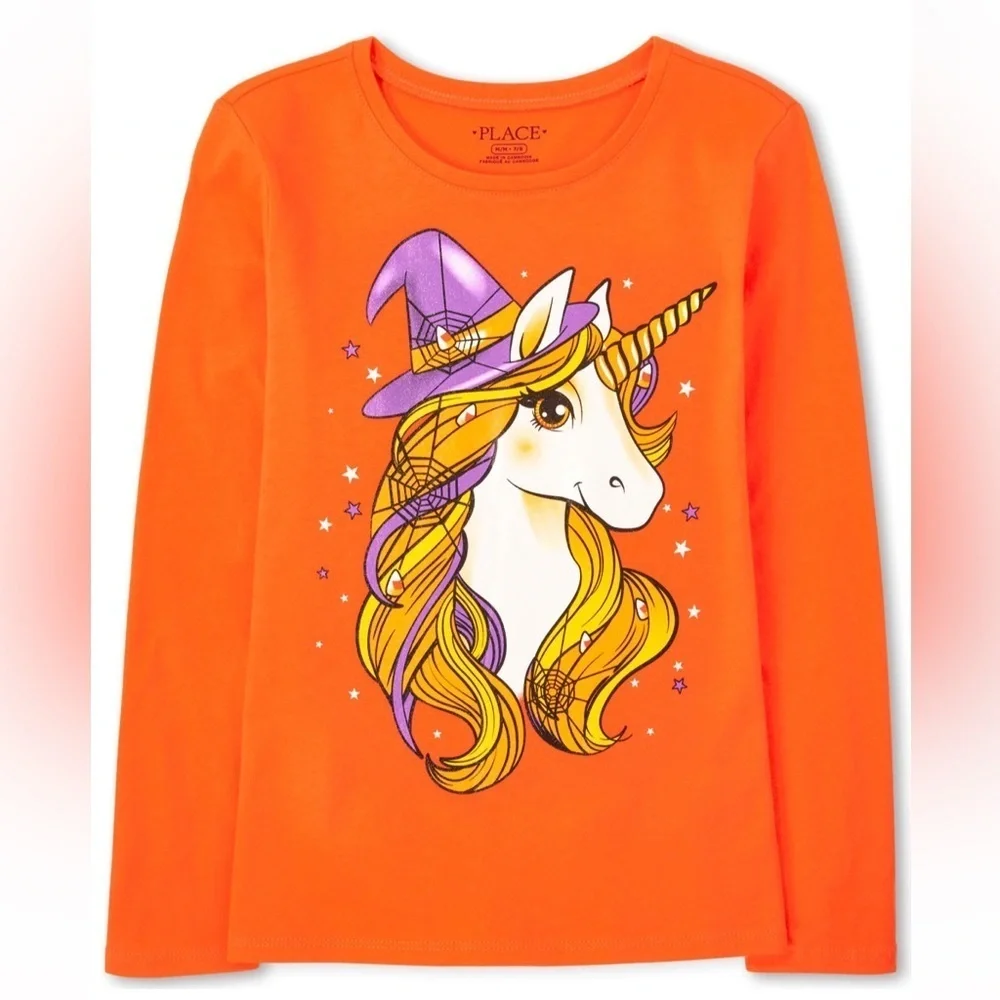 Girls Unicorn Witch Hat Graphic Tee - Squashorg